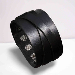 black leather cuff bracelet