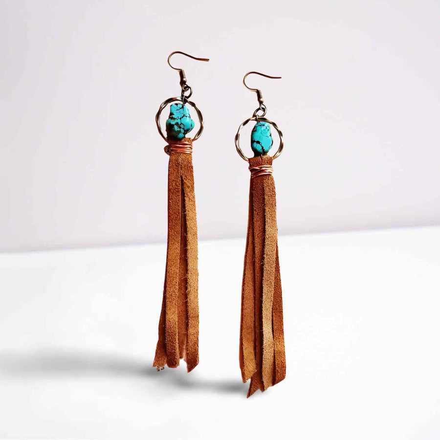 leather and turquoise earrings