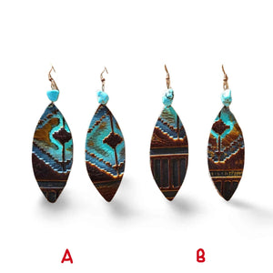 hand made leather earrings with Turquoise