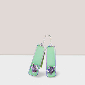 Mint green turtle earrings