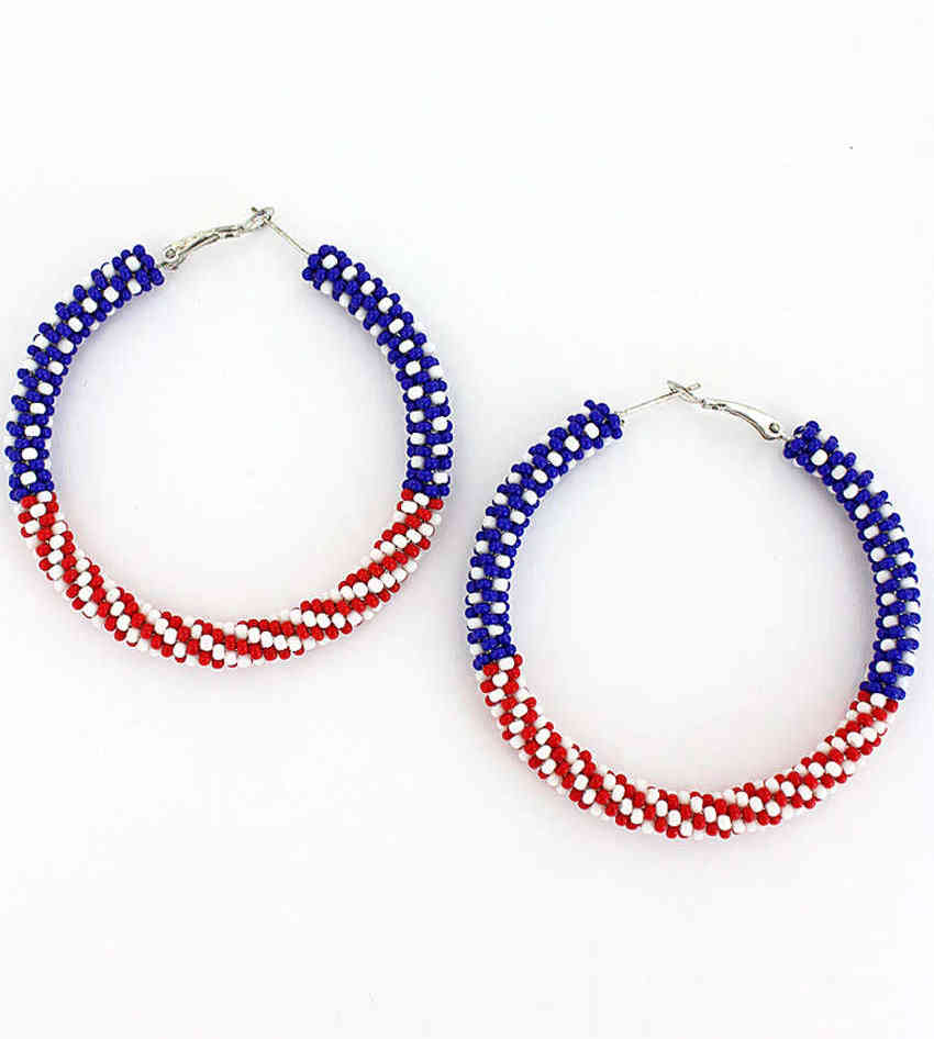 US flag style hoop earrings