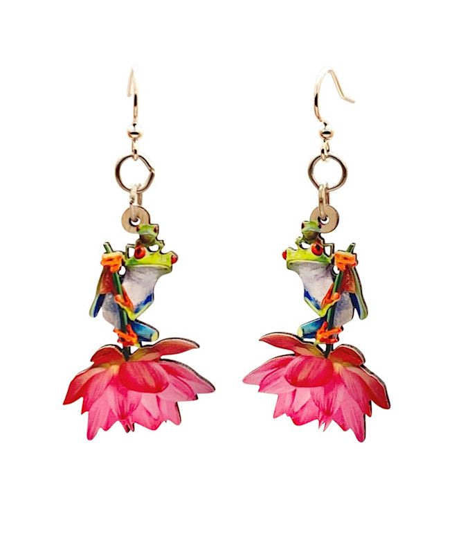 Frogs on Flower earrings