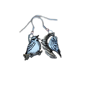 Black and white warbler earrings