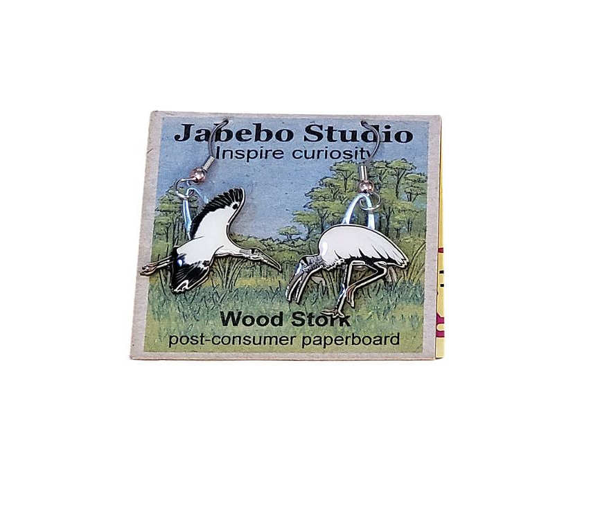 Jabebo Wood Stork Earrings