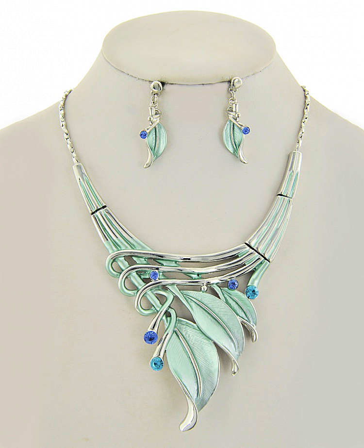 Leaf Statement Necklace and Earrings