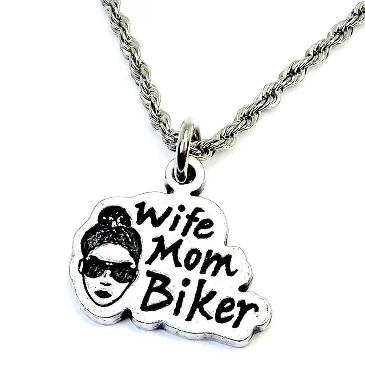 Wife Mom Biker Necklace