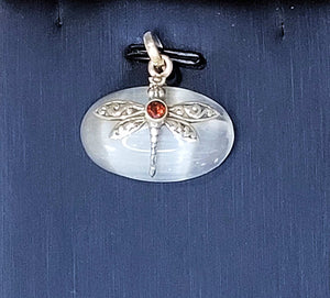 Selenite and Dragonfly pendant