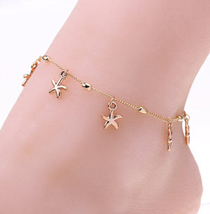 ankle bracelet gold starfishes