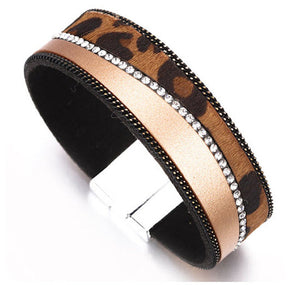 bracelet leather leopard light brown