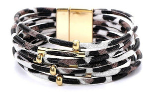 leather leopard bracelet white
