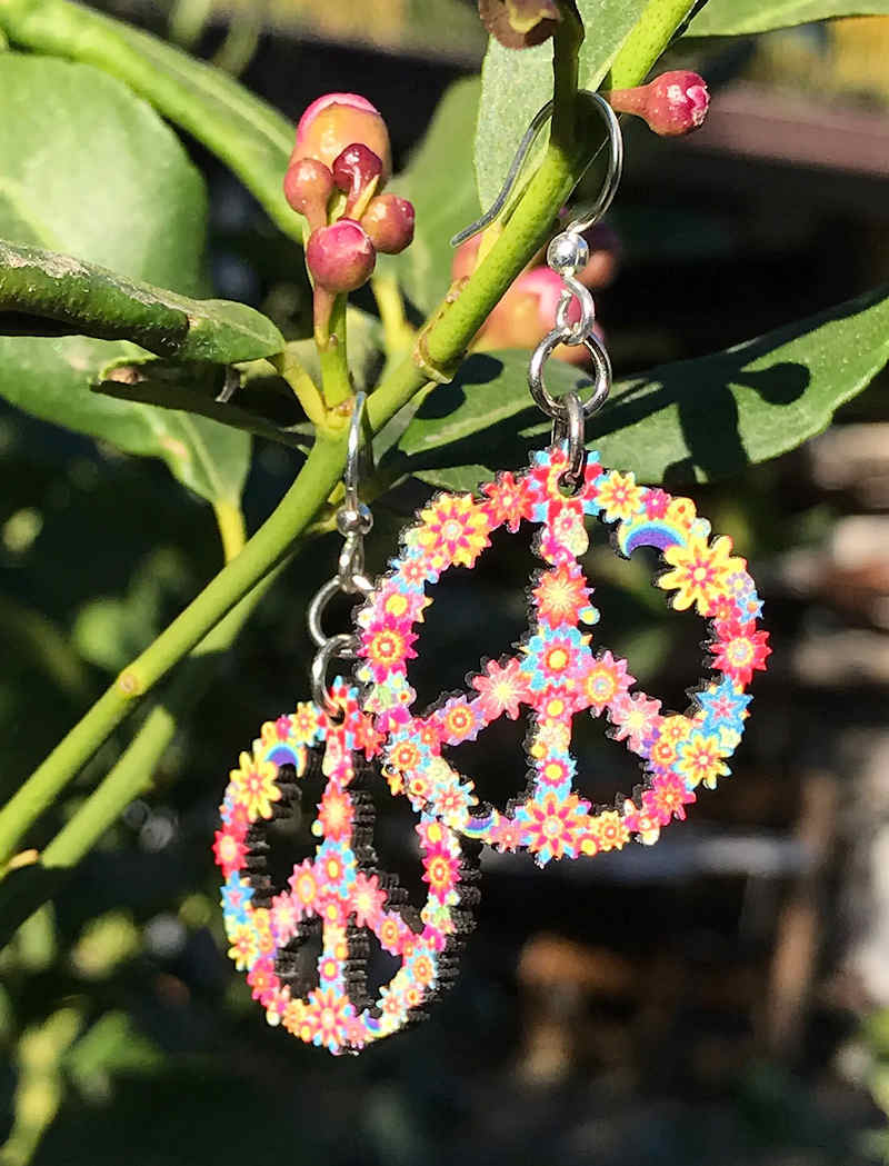Flower Peace sign earrings