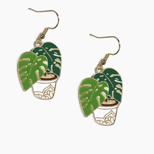 monstera deliciosa earrings Earrings Monstera Plant Dangle
