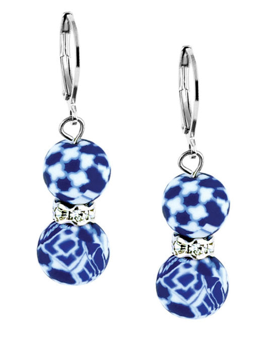 Earrings Jilzarah Crystal Dangle Navy and White Magnolia