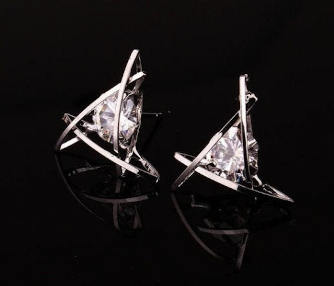 Triangle Zircon Crystal Stud Earrings