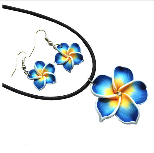 Flower With Crystal Necklace and Earring Set