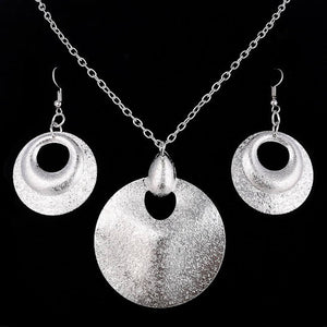 silver circle earring and necklace set