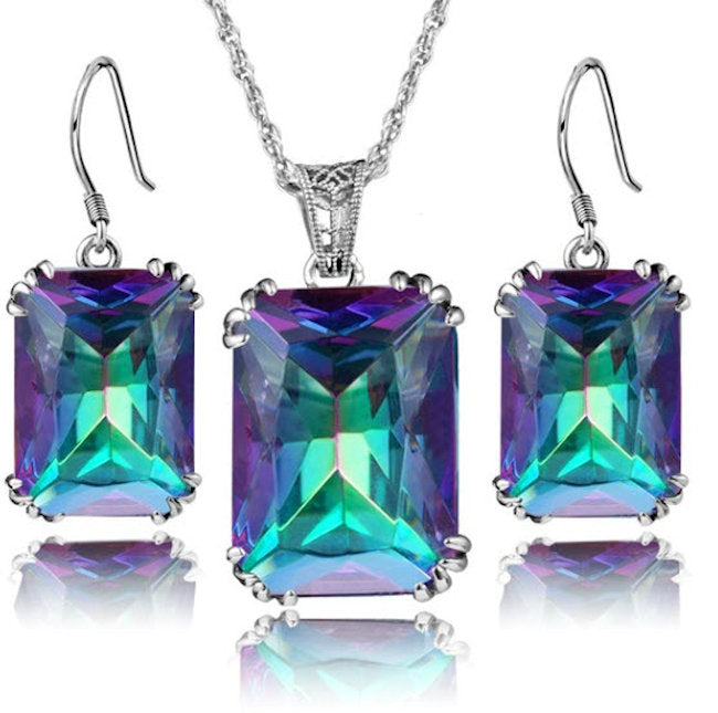 Necklace & Earring Mystic Rainbow Crystal