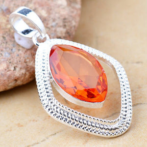 Sterling Silver with Orange Crystal Pendant