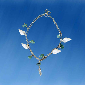 Aventurine and shell anklet