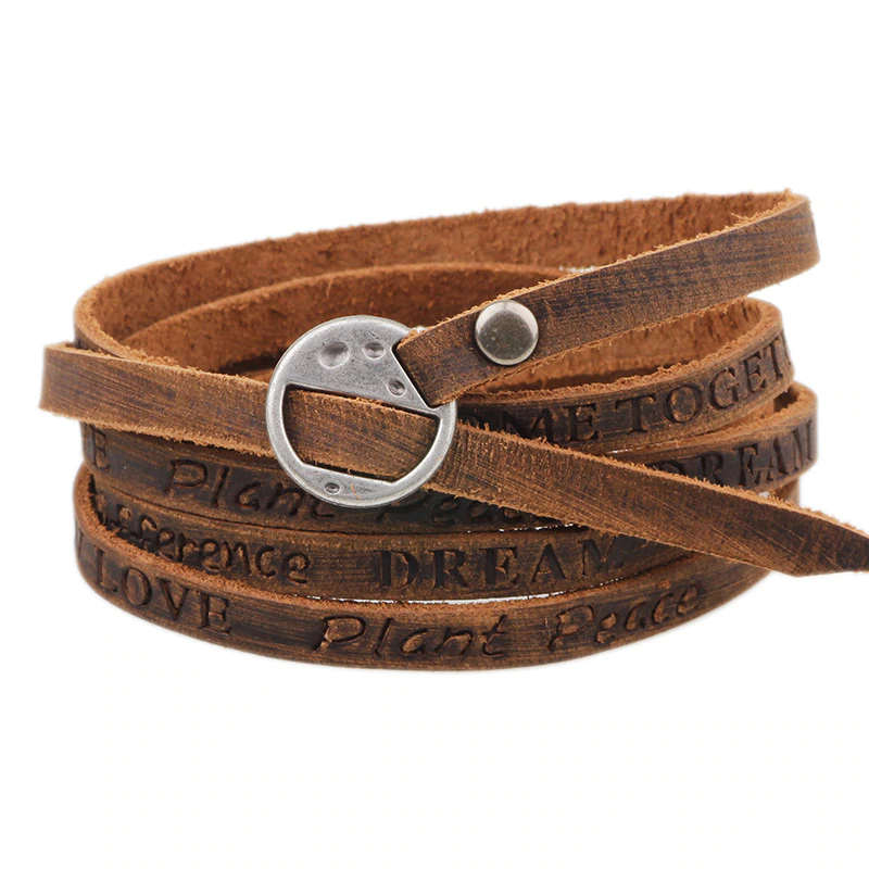 Leather Wrap Inspirational Bracelet