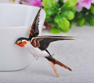 Bird Brooch - Swallow Shaped Enamel