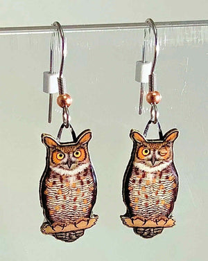 Great Horned Owl Earrings - Jabebo