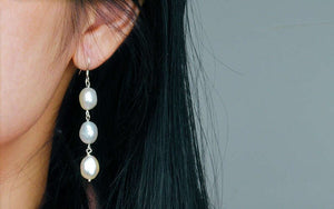 Fresh Water Pearl Earrings Sterling Silver