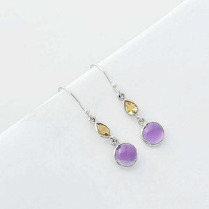 Silver Citrine and Amethyst Earrings