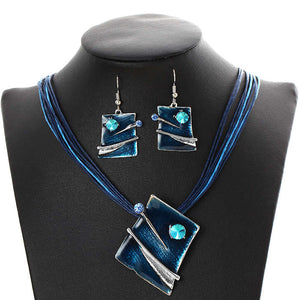 Iridescent Blue Necklace and Earring Set