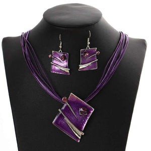 Iridescent Purple Necklace and Earring Set