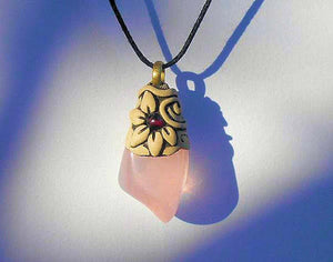 Rose Quartz with Garnet Pendant Necklace