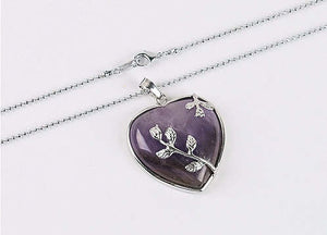 amethyst heart necklace with flower accent