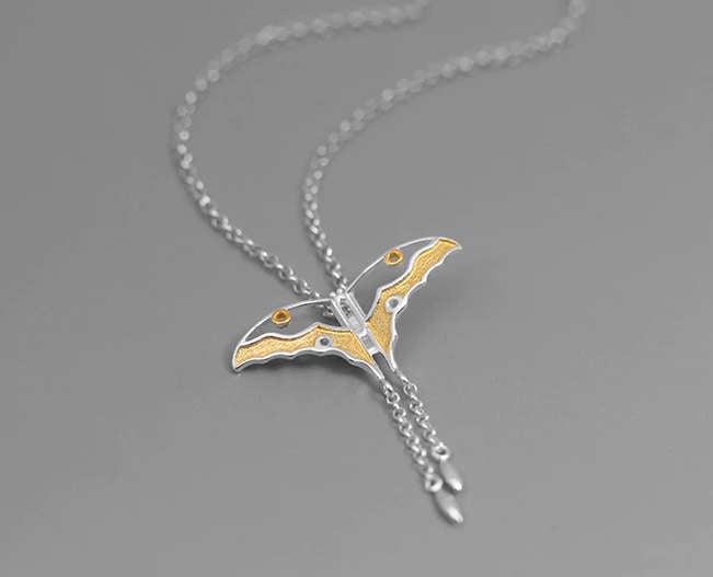 sterling silver moth pendant