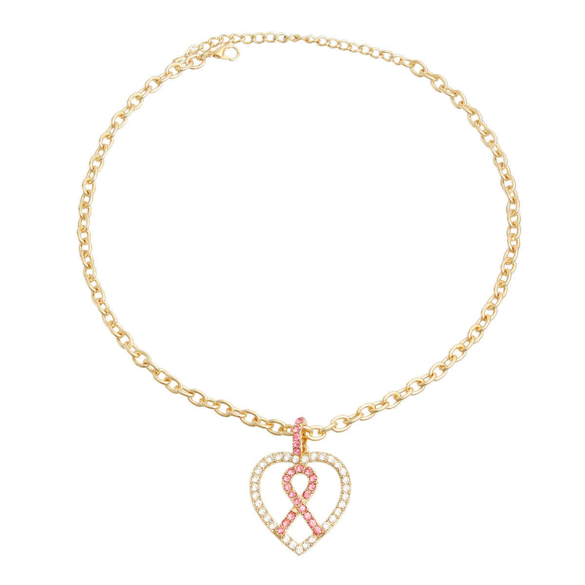 Pink Ribbon Heart Necklace