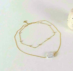 double layer necklace with pearl