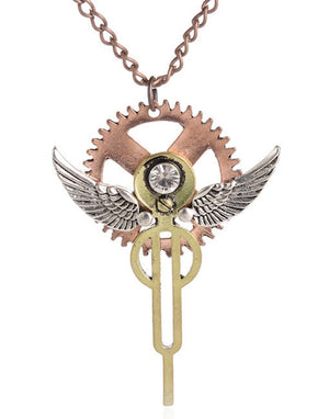 Angel Wings with Gears Necklace - Steampunk