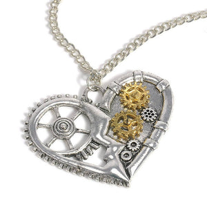 Heart Steampunk Necklace with Gears