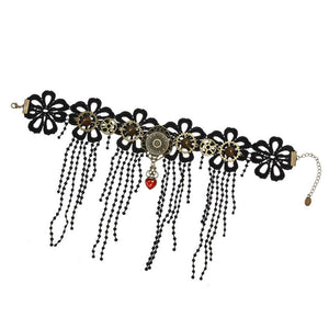 lace choker with gears and dangles
