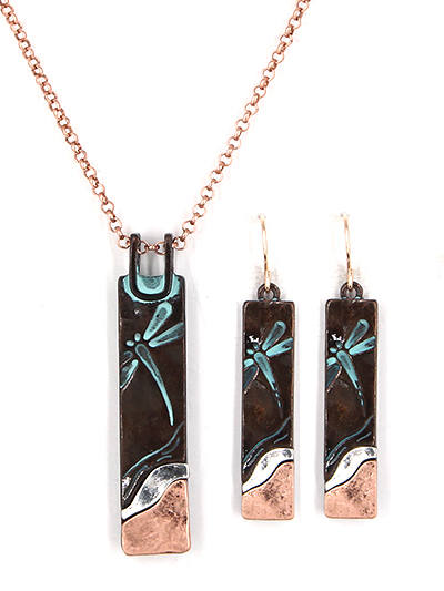 DRAGONFLY NECKLACE AND EARRING SET