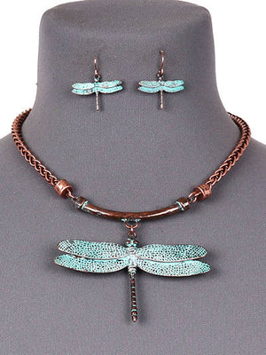 Dragonfly Necklace with Earring Set