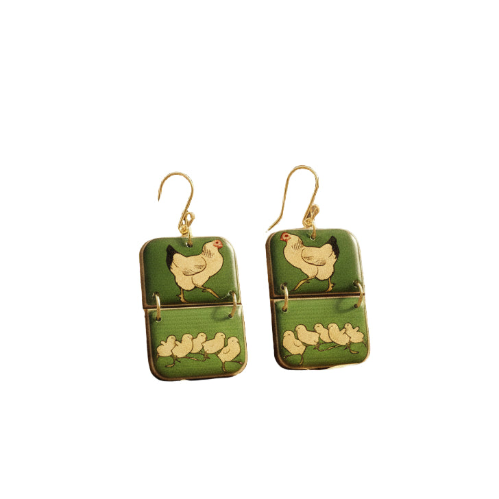 Hens and Chicks Retro Earrings