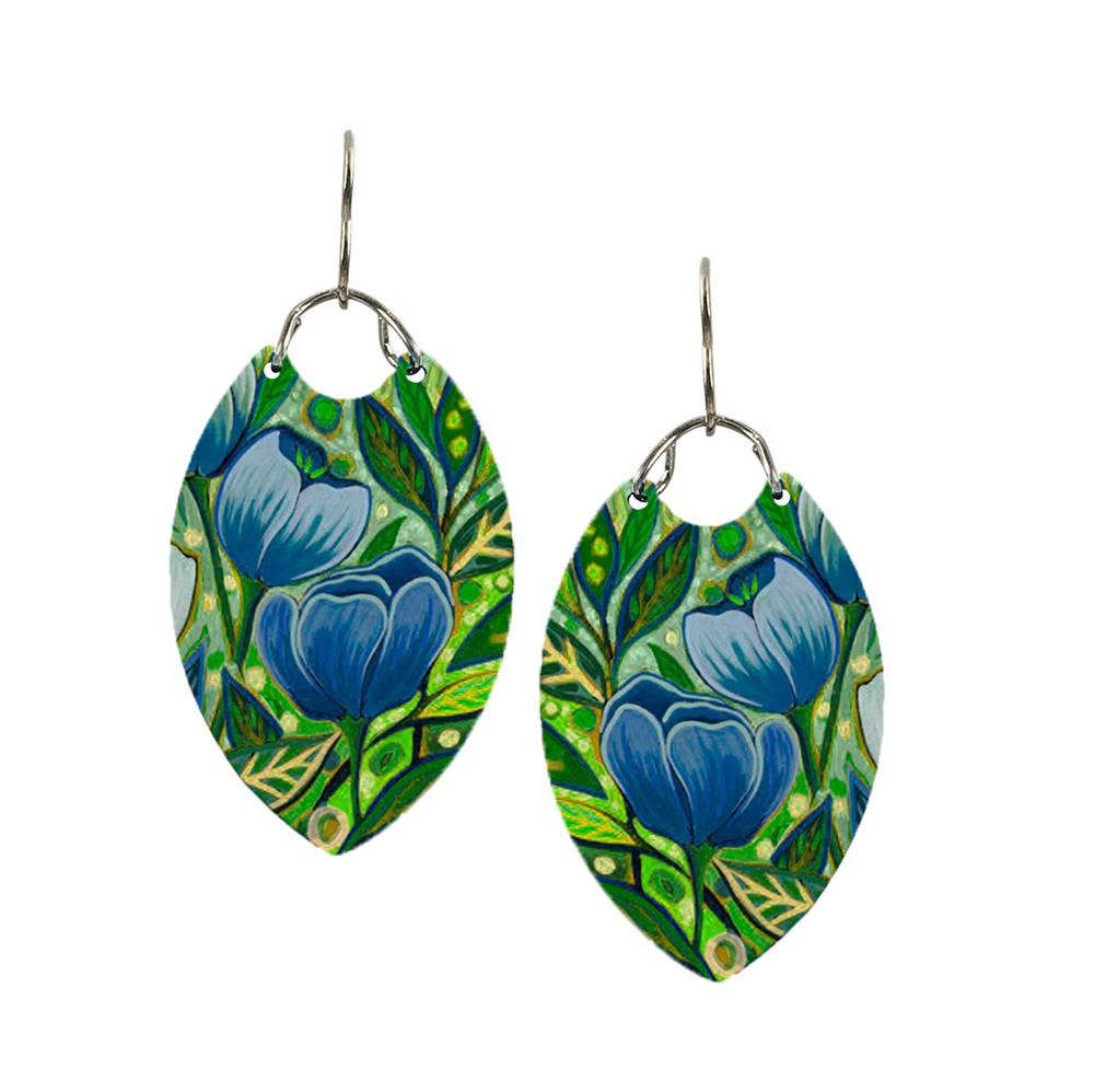 Eco friendly Blue Flower earrings