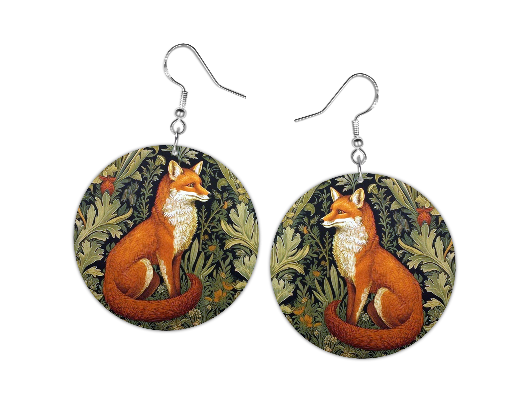 Red Fox Earrings Inspired by William Morris
