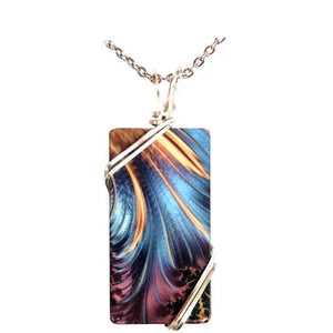 Blue & Gold Plume Necklace