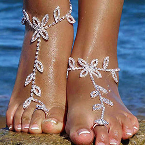 rhinestone anklet with toe right