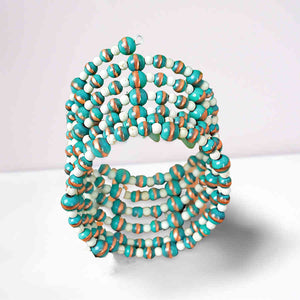 Howlite and Turquoise Patina coil bracelet