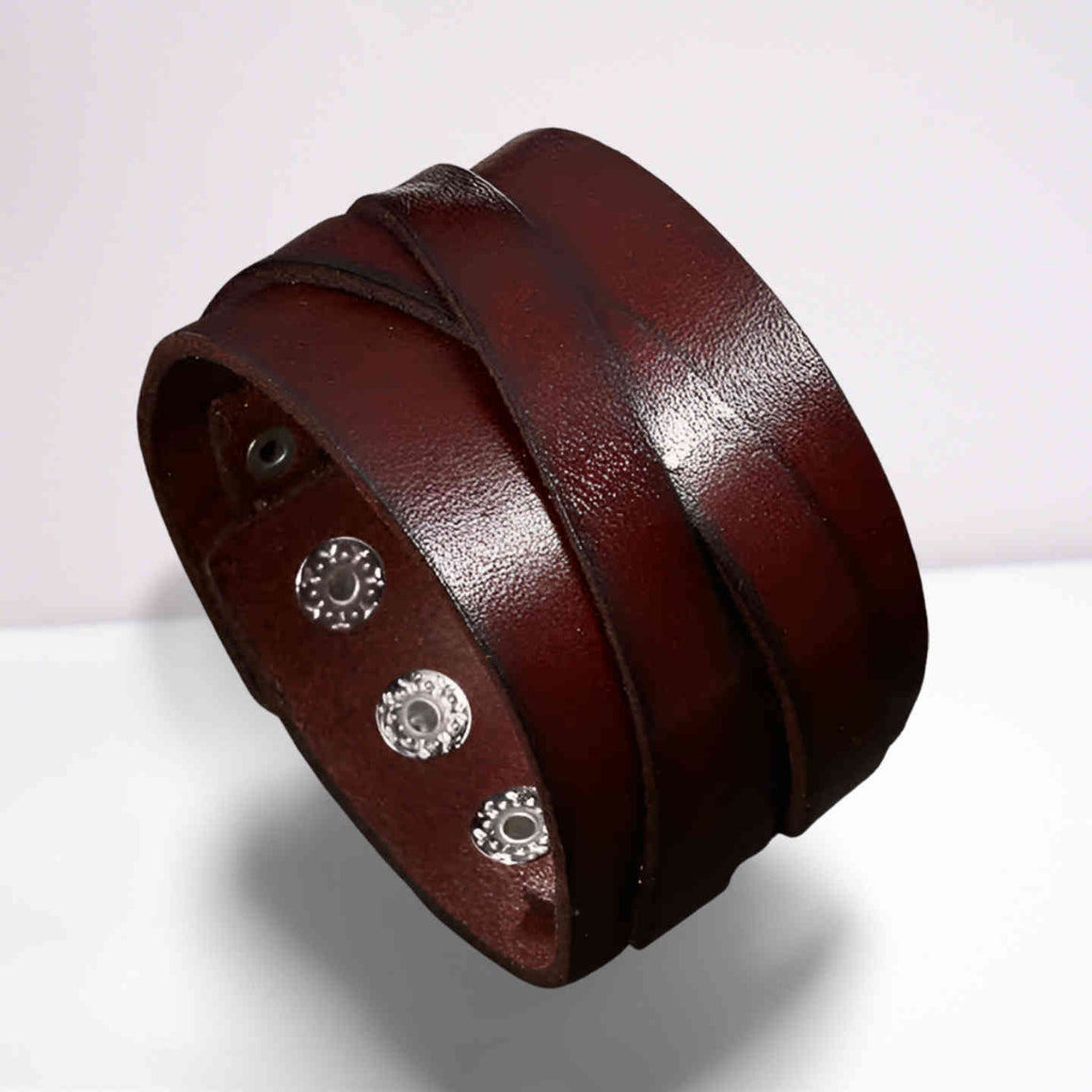 Wide leather cuff bracelet