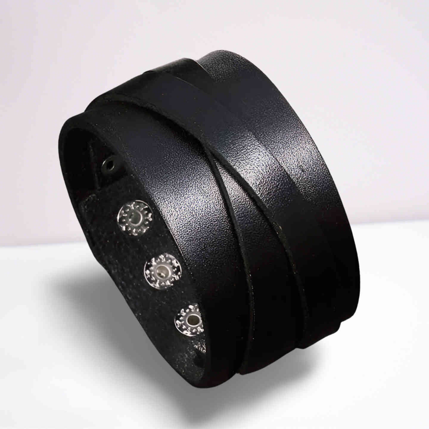 Buy Men's Wide Black Cuff Wristband Leather Bracelet at Amazon.in