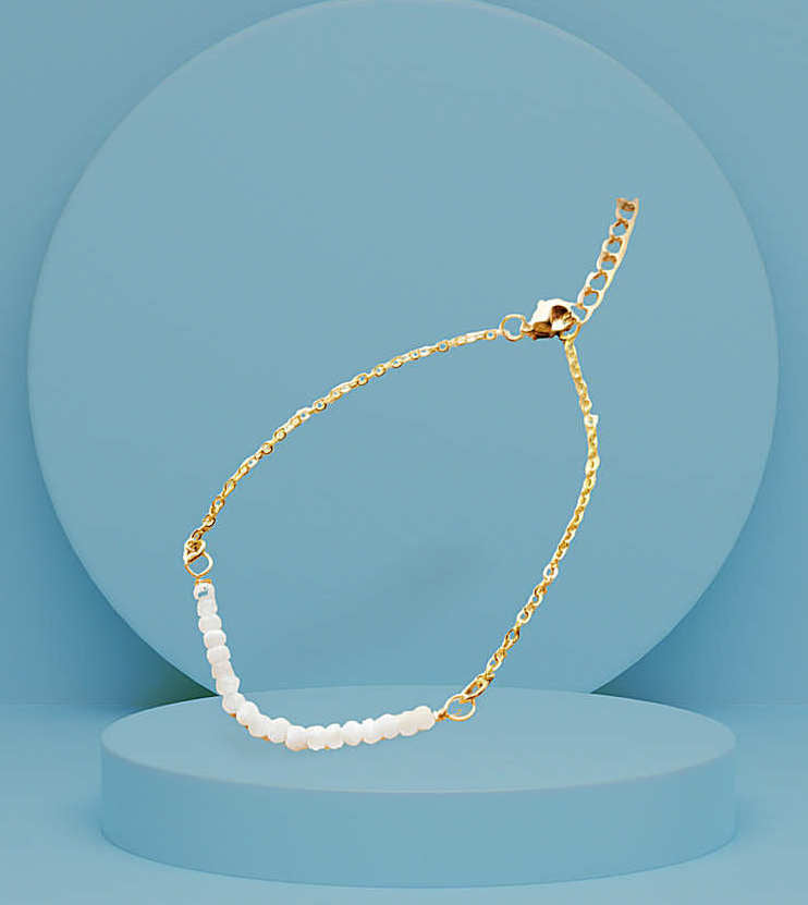 Gold Tone Bracelet with Moonstone Beads