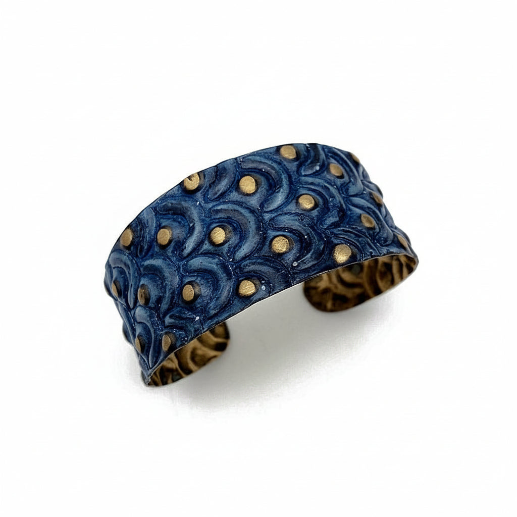 Cobalt Blue Waves and Dots Bracelet